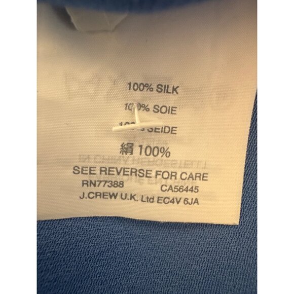 2/$30 J.Crew Size 0 Blue Ruffle Detail Silk Blouse - Picture 11 of 12